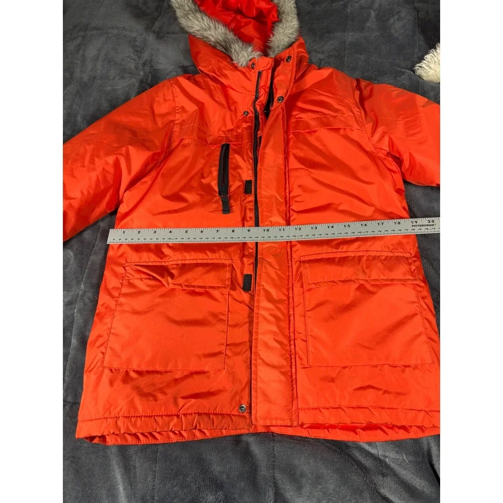 OshKosh Bgosh Kids Orange Parka Hooded Faux Fur‎ Trim Winter Jacket Size 14 5421